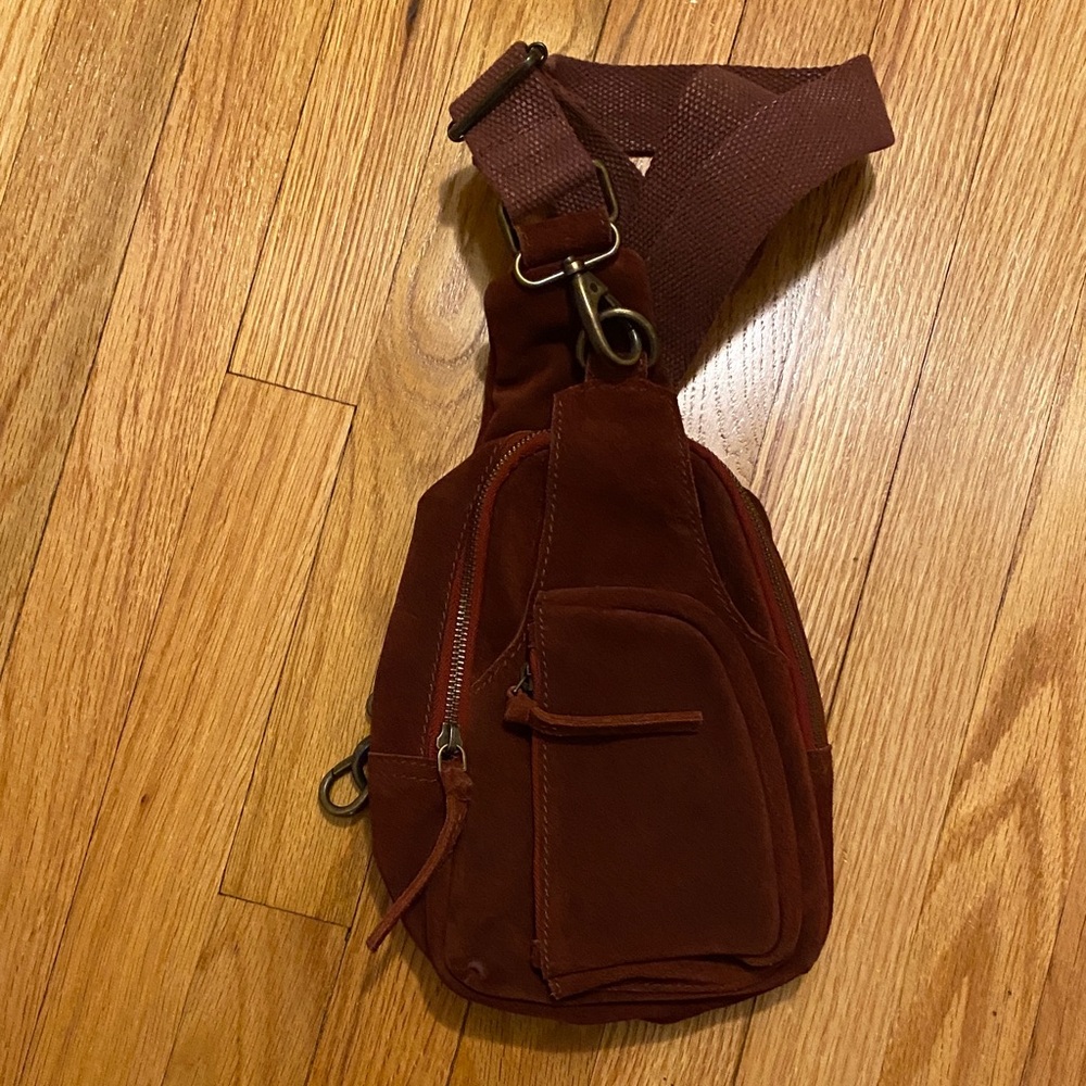Free People Suede Maroon Crossbody